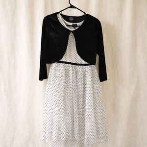 Pink & Violet Girls Velvet Dress Shrug Set Size 16 Polka Dot Tulle Party Formal